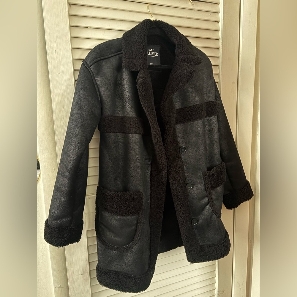 Hollister Black Shearling-Lined Coat